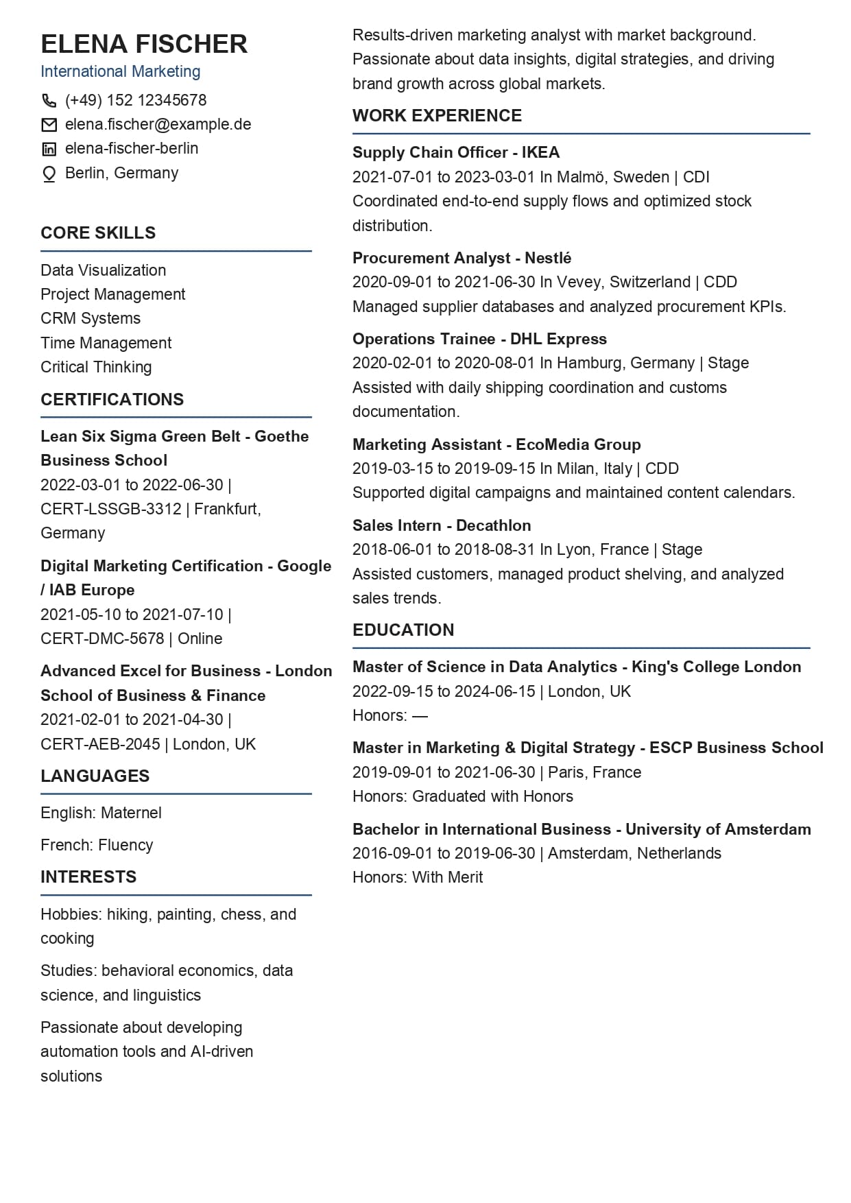 CV Style Minimalist (ATS)